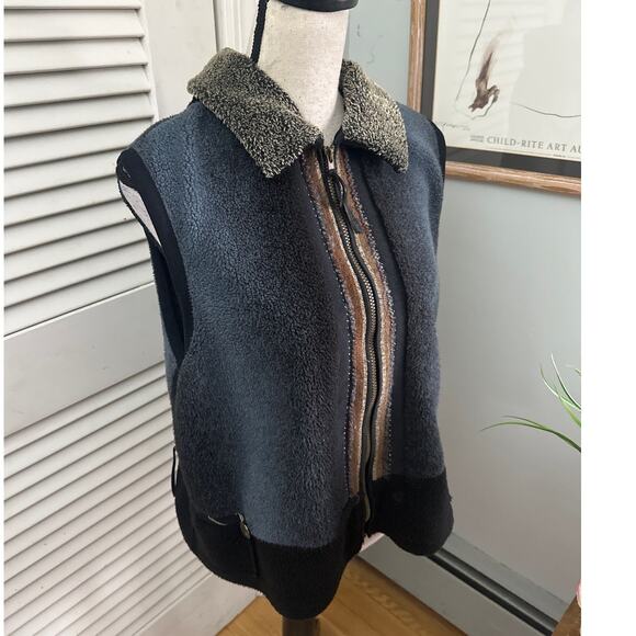 Vintage KD SPRING Womens Vest Large Gray Fleece Full Zip Lagenlook Artsy Boho - Picture 4 of 11